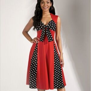 NWT Women's Polka Dot Retro Vintage Style Cocktail Party Swing Dress